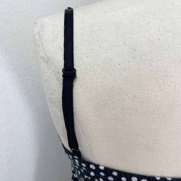 Vintage Y2K Black White Polka Dot Knit Shift Dress Small Boho Peasant Sporty - Picture 6 of 9